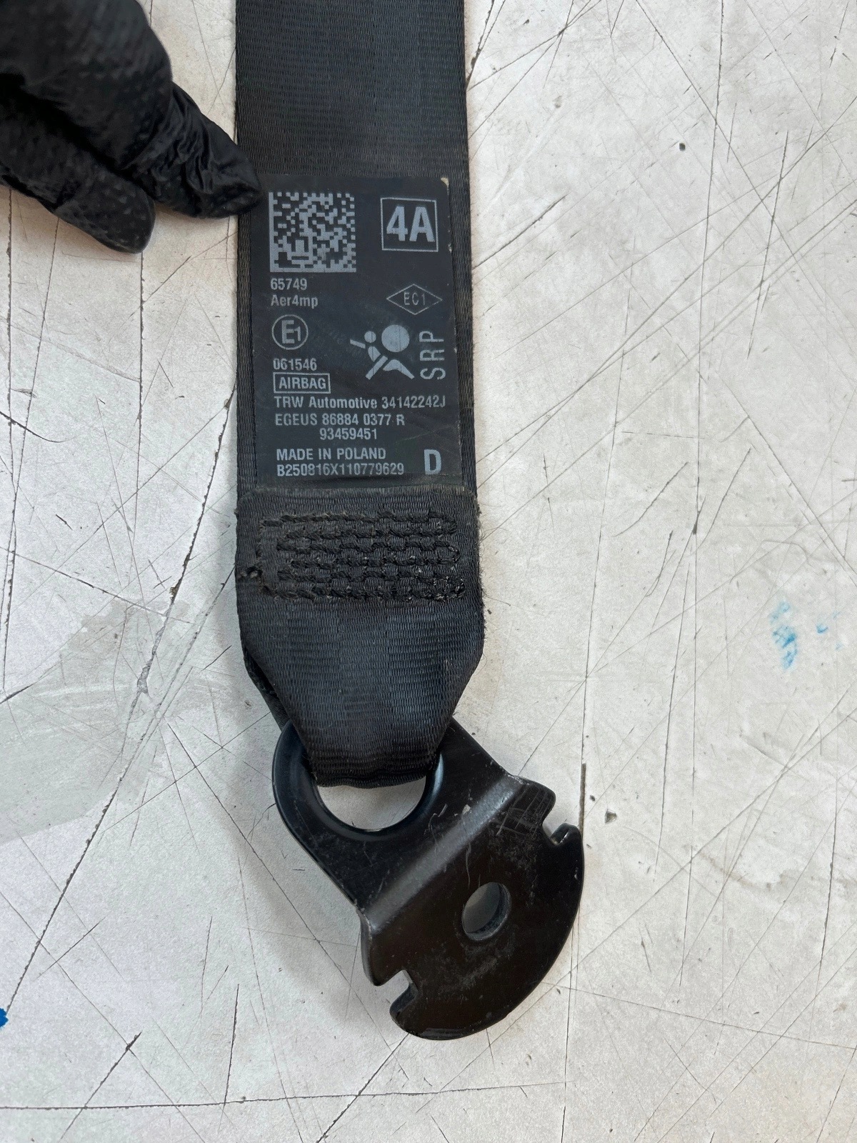 tension belt safety front front right Renault Trafic III Vivaro B