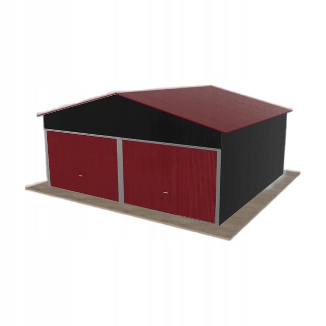 Plechová garáž 6x5.5 m dvoupolohová, dvoupolohová, černá