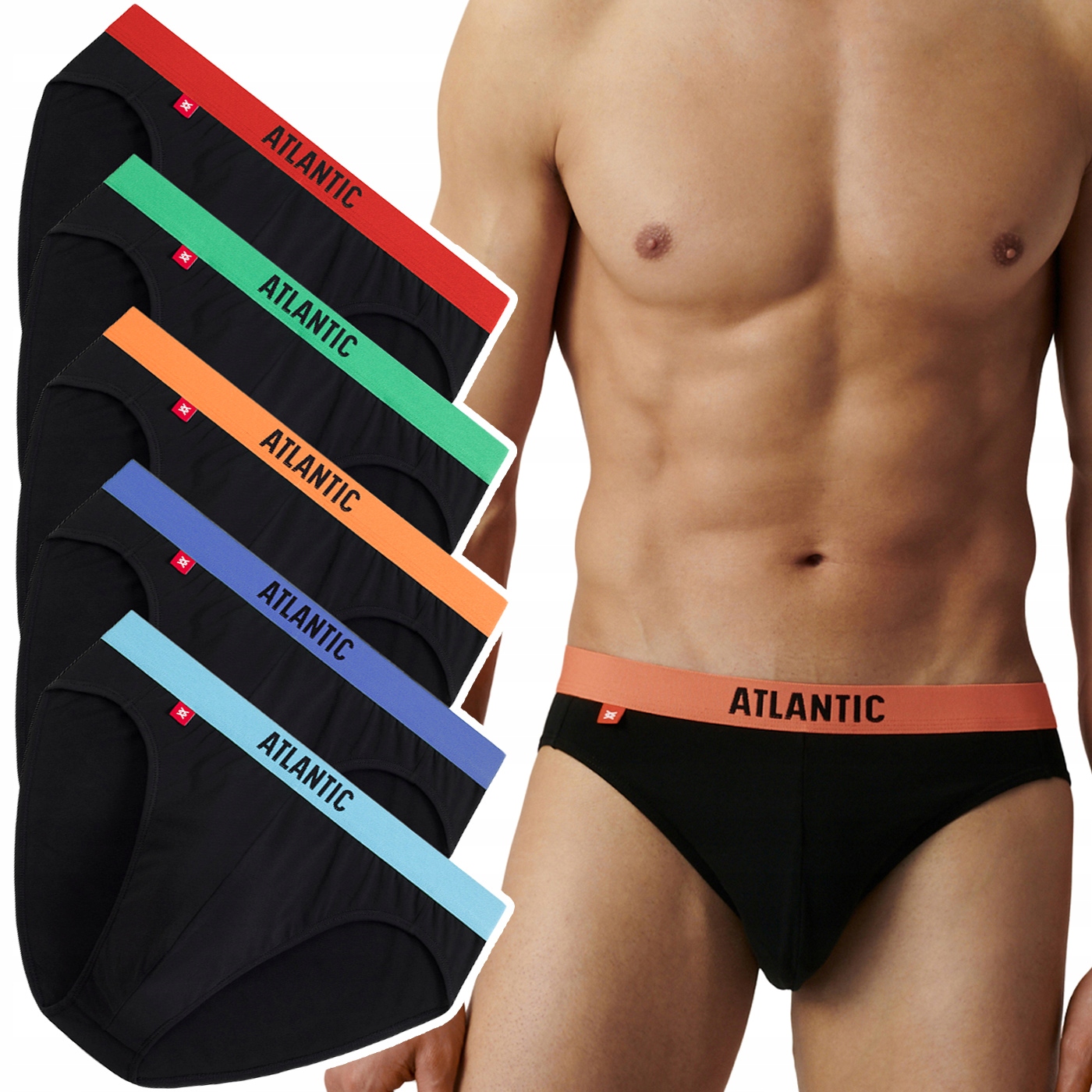 Pánské Slipy Atlantic 5SMP-004 sportovní slipy z bavlny 5-PAK XL