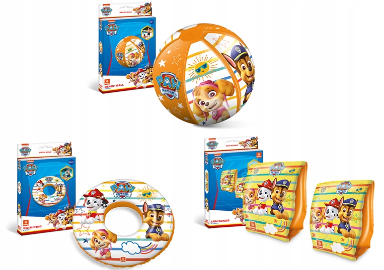 ZESTAW PLAŻOWY BASENOWY DLA DZIECI PIŁKA KOŁO RĘKAWKI PSI PATROL PAW PATROL