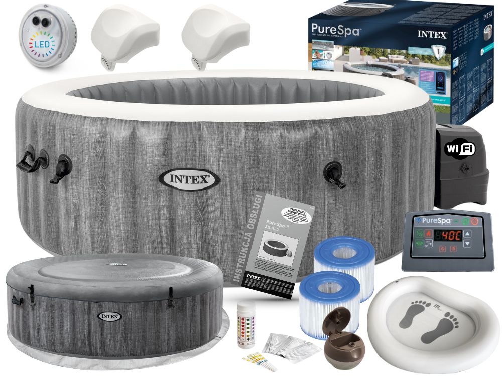 Dmuchane Spa Hydromasaż 4 osoby Greywood Intex 28440 WiFi+Oświetl MODEL2026