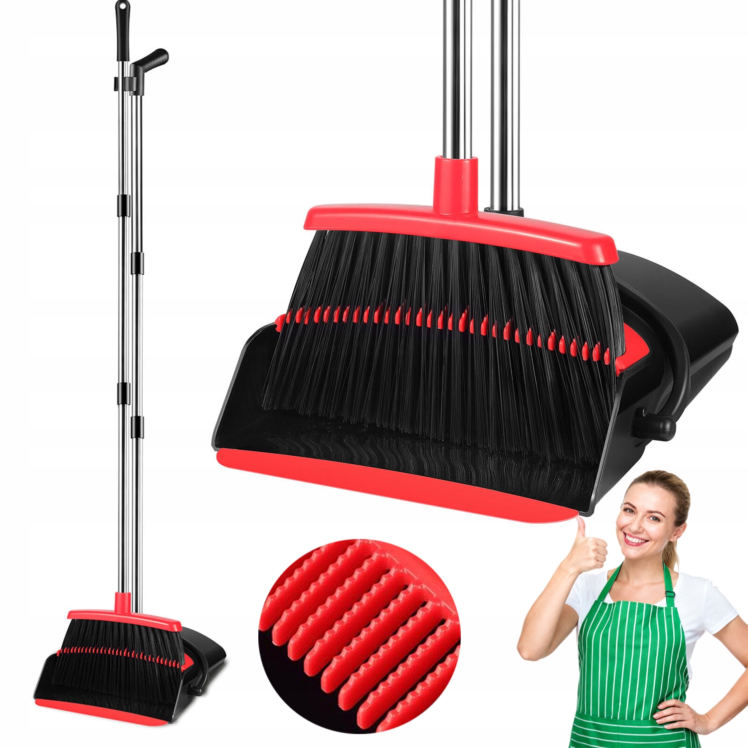 Levně Kartáčová Metla Lopatka 3V1 Trvanlivá Vysoká Kvalita Pro Úklid Lenoška