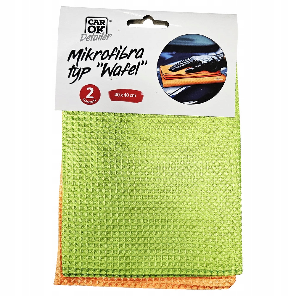 Ściereczki z mikrofibry waflowej Car Ok 2szt 40x40cm osuszanie szyb lakieru