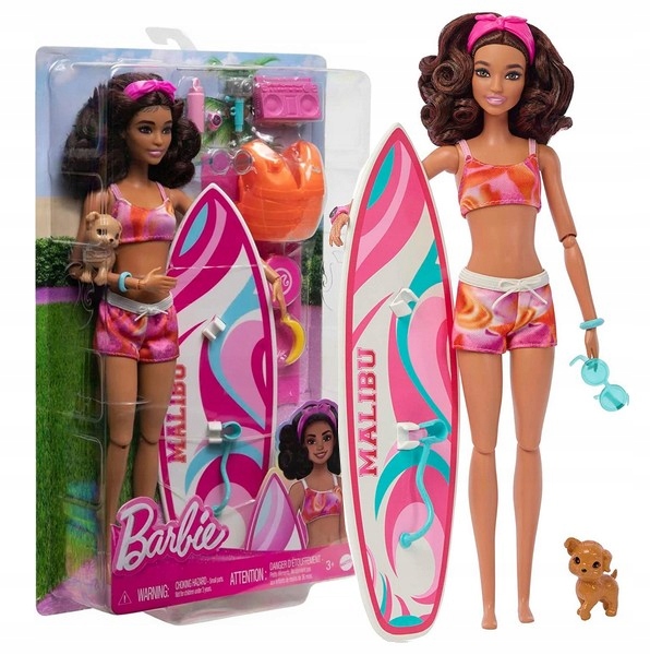 

Lalka Barbie Surferka Malibu surfboard piesek