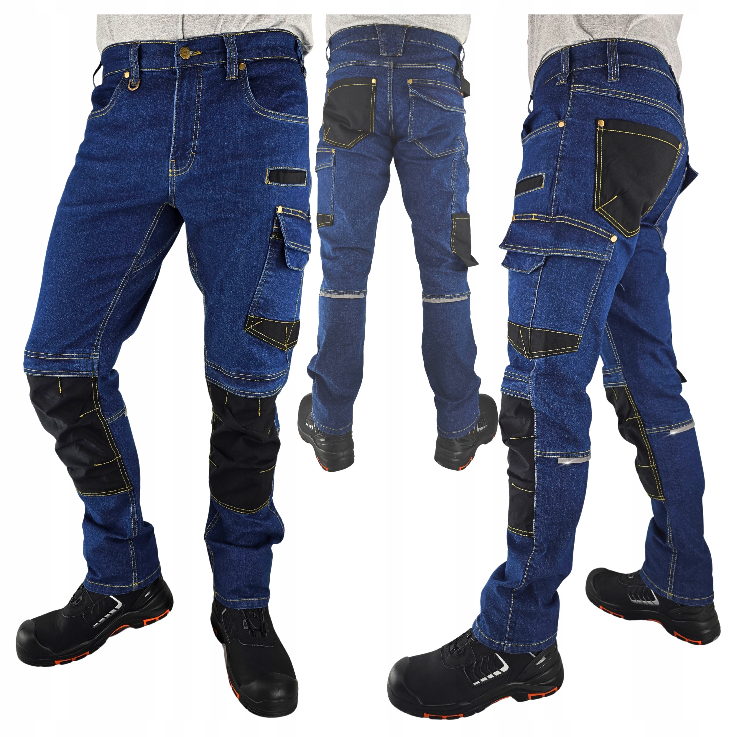 Pánské pracovní kalhoty Jeans Bojovky Elastické Odolné Stretch vel. 50