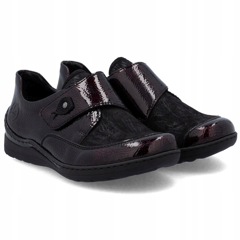 Dámské polobotky na suchý zip Rieker 48951-35 Red lakované Extra Tuhost Vel. 41