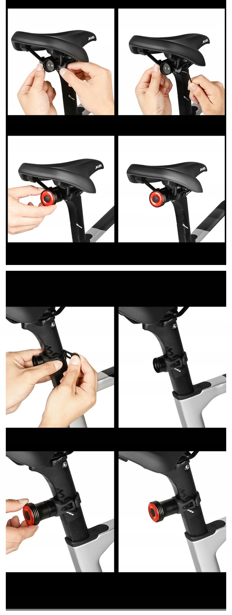 Tylne światło rowerowe -Smart Brake Sensing Light, IPX67, wiele trybów światła Czas pracy 15 h