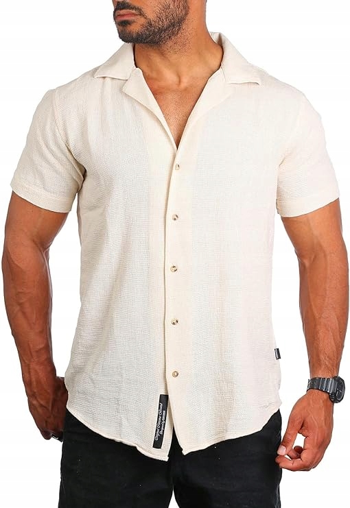 Prodyšná Pánská Košile S Volnou Vazbou, Zajímavá Béžová Struktura L