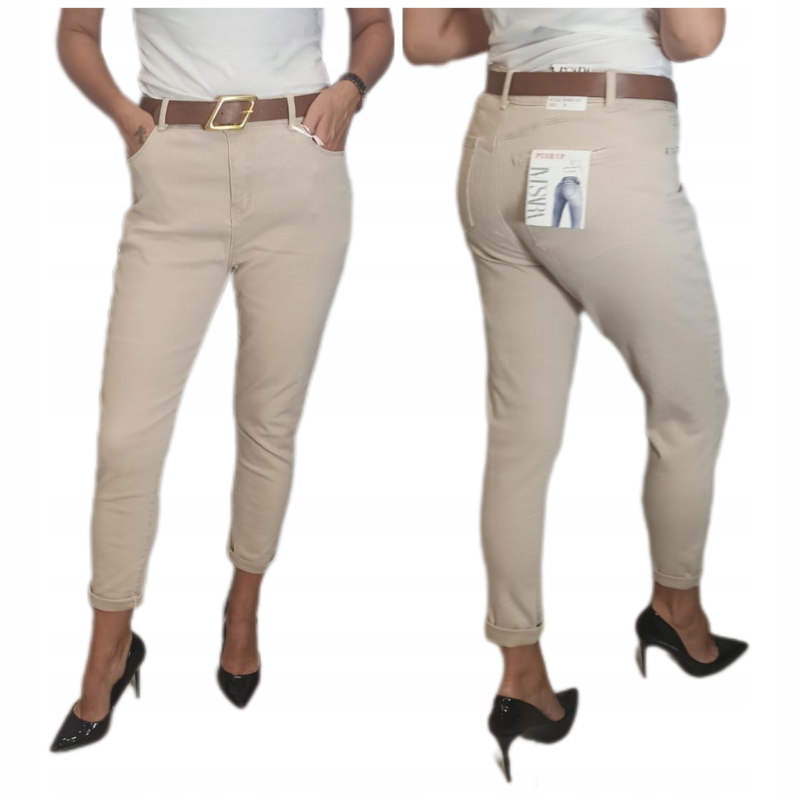 Dámské bavlněné béžové modelovací kalhoty, velikost XL