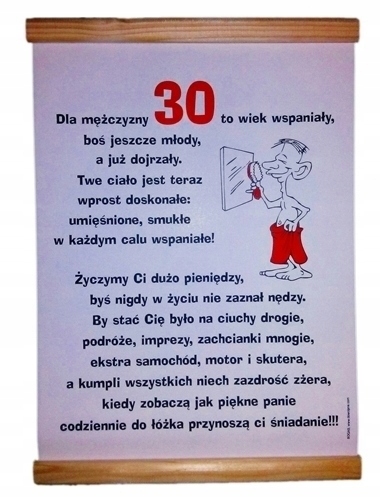 

Dyplom z życzeniami dla Faceta, Mężczyzny 30 lat