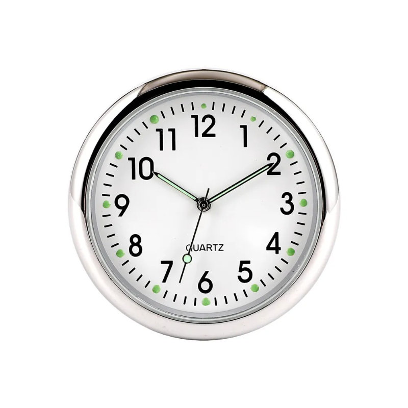 Zegar Kwarcowy Naklejany na Deskę Rozdzielczą Auta Biały + Uchwyt na Kratkę