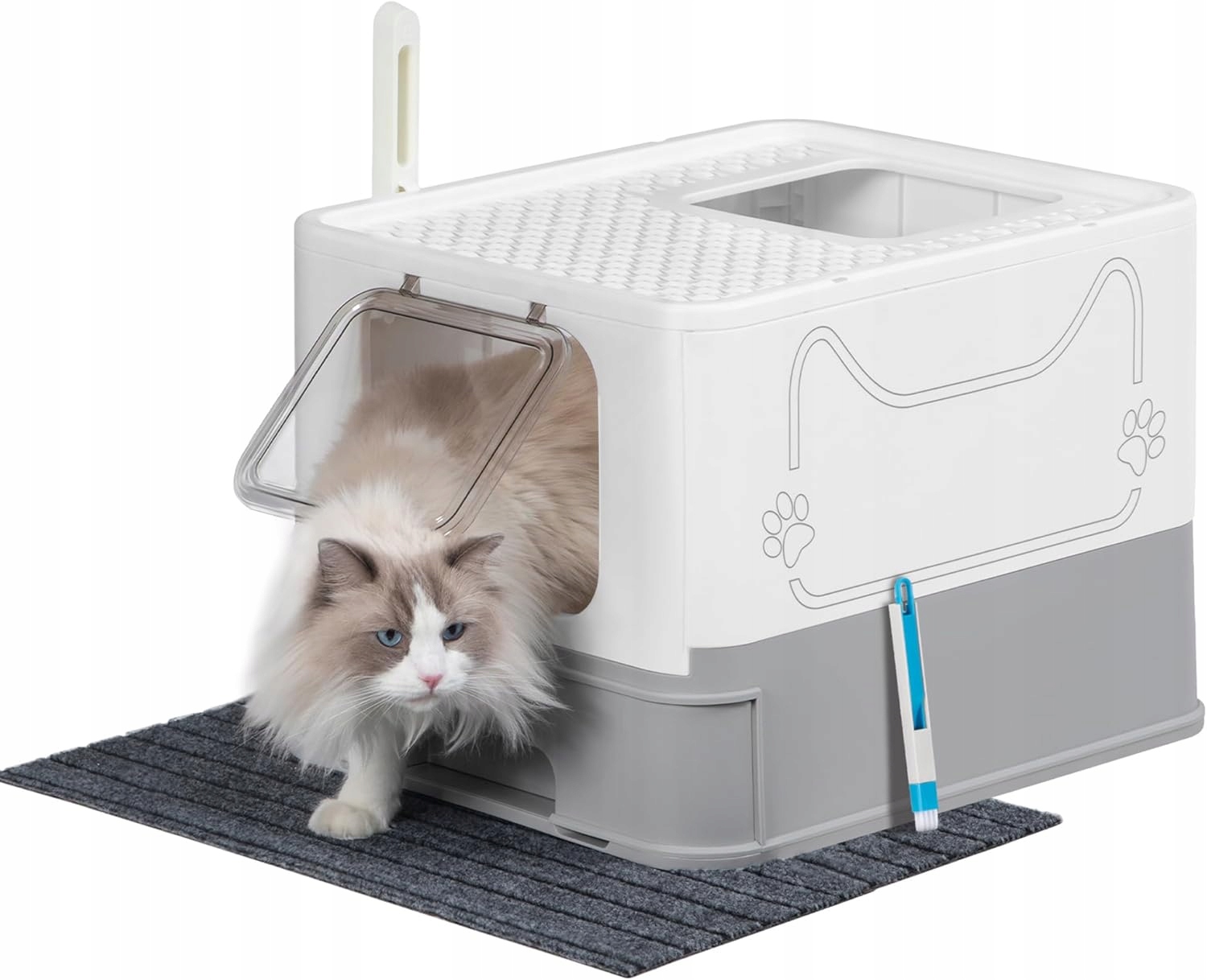 Levně Kočičí Toaleta Hzuaneri s víkem šuplík lopata kartáč kočky do 15 kg