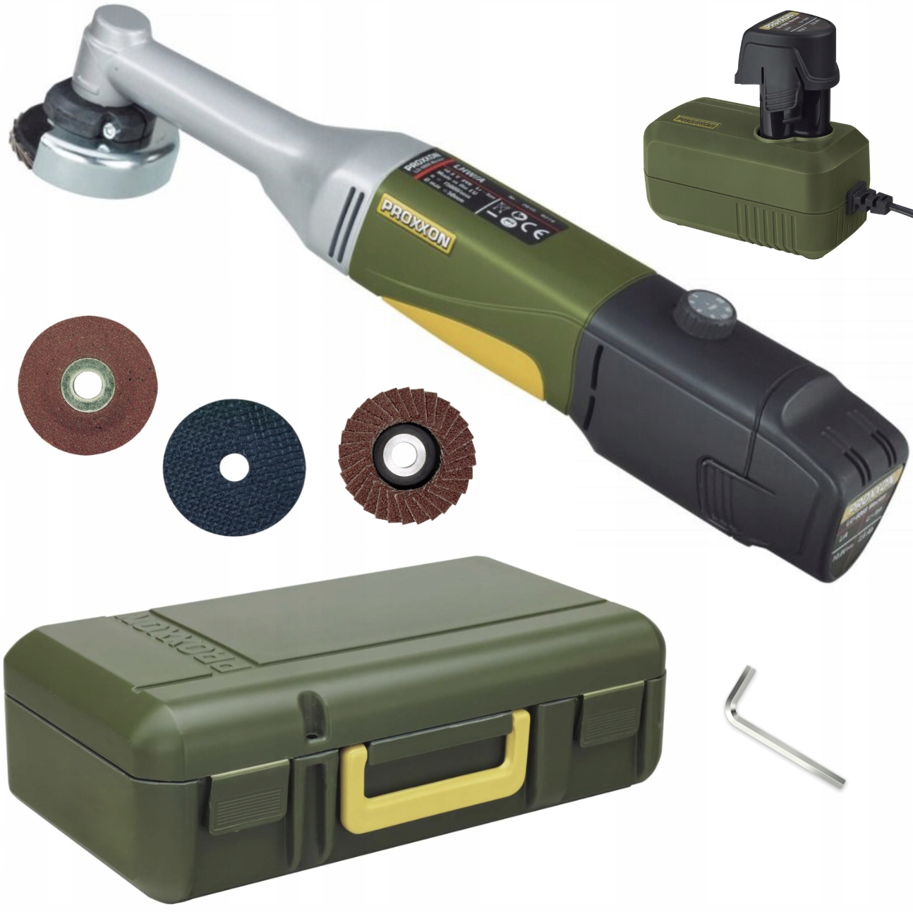 Proxxon 29 815 akumulatorowa szlifierka kątowa Lhw/a 10,8 V walizka, tarcze