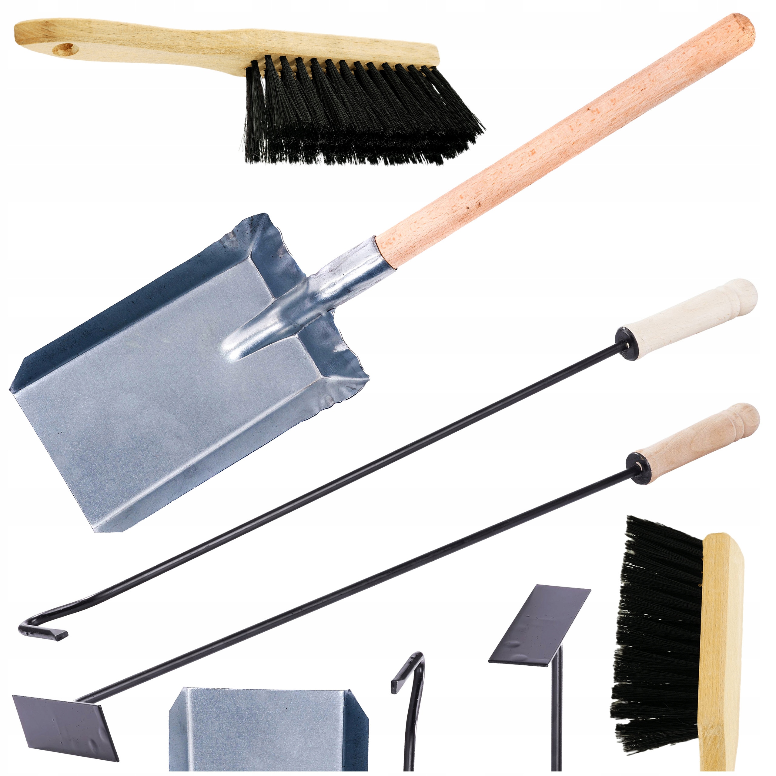 ZESTAW PRZYBORY KOMINKOWE AKCESORIA PIECA KOMINKA ZMIOTKA ŁOPATKA GRACKA