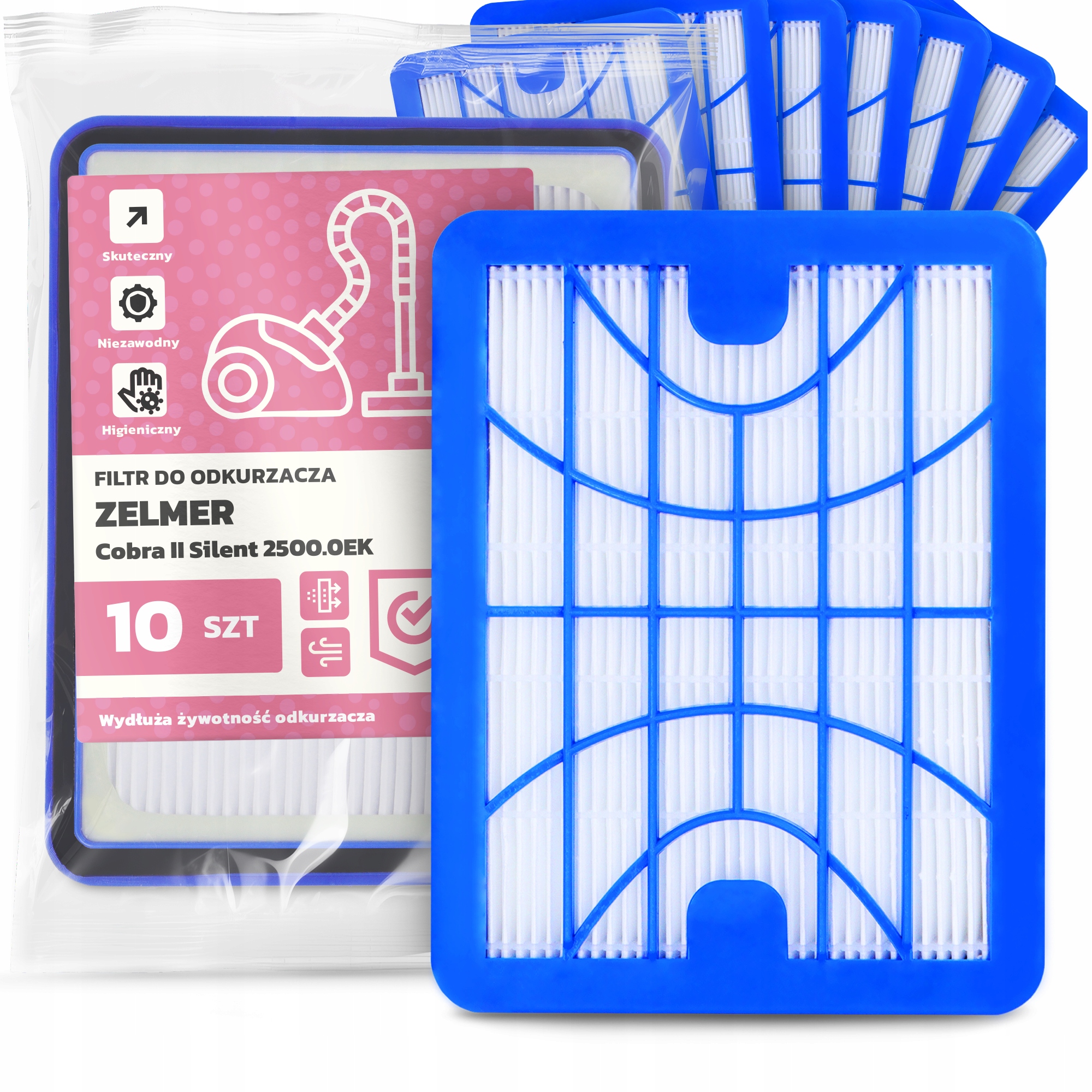 10 x Vzduchový Filtr Pro Vysavač Zelmer Cobra II Silent 2500.0EK Hepa Em-w