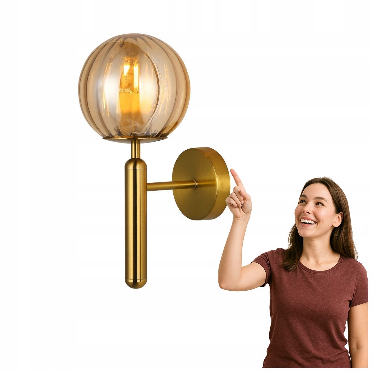 Nástenná lampa Ravena mosadz s jantárom do obývačky Italux