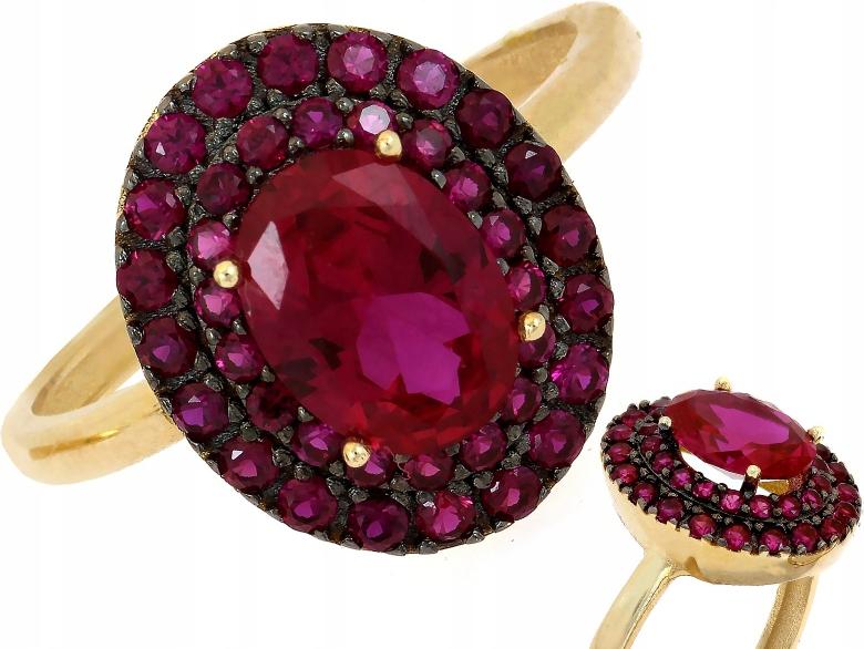 Prstýnek 585 s efektními červenými zirkony 2,51