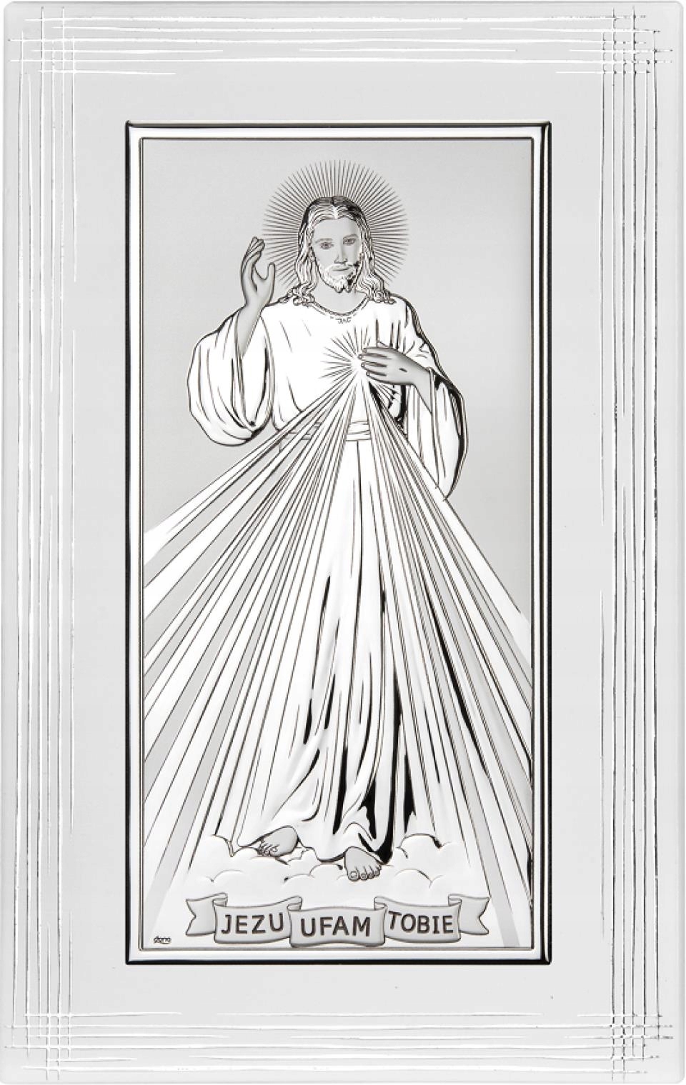 Stříbrný obrázek Milosrdný Ježíš DS26F/1 Gravírování Bonus!