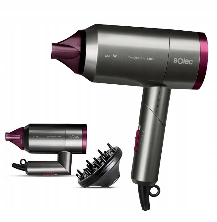 Fén na vlasy Solac, SV7015, Hair&Go Ionic, funkce Ion, skládací systém Twis