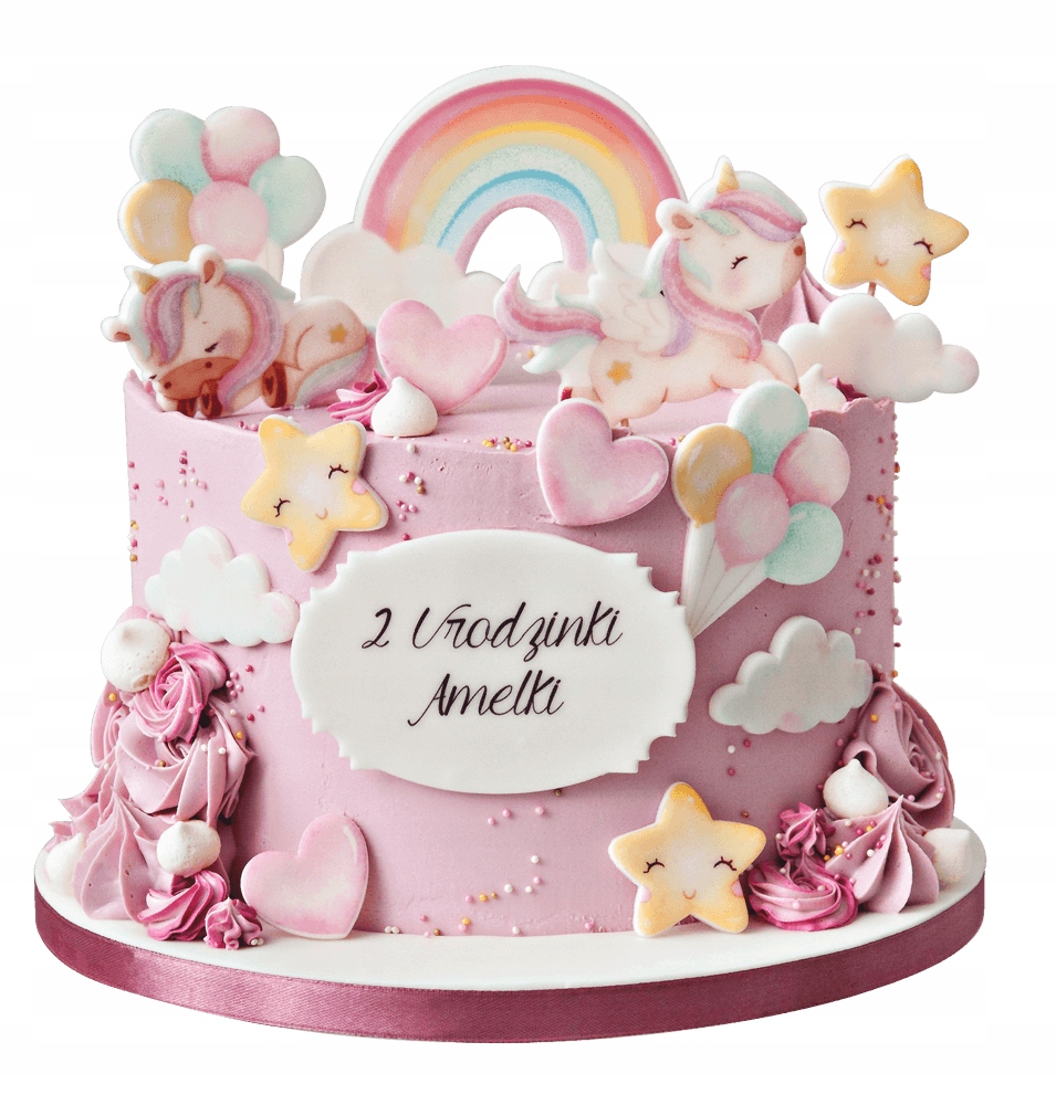 Zestaw Dekoracje na Tort Jednorożec 14 El. 2D