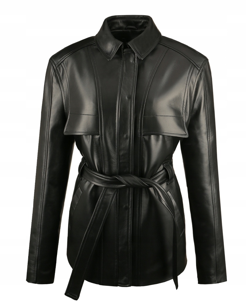 Dámská Kožená Bunda Lara Černá Oversize