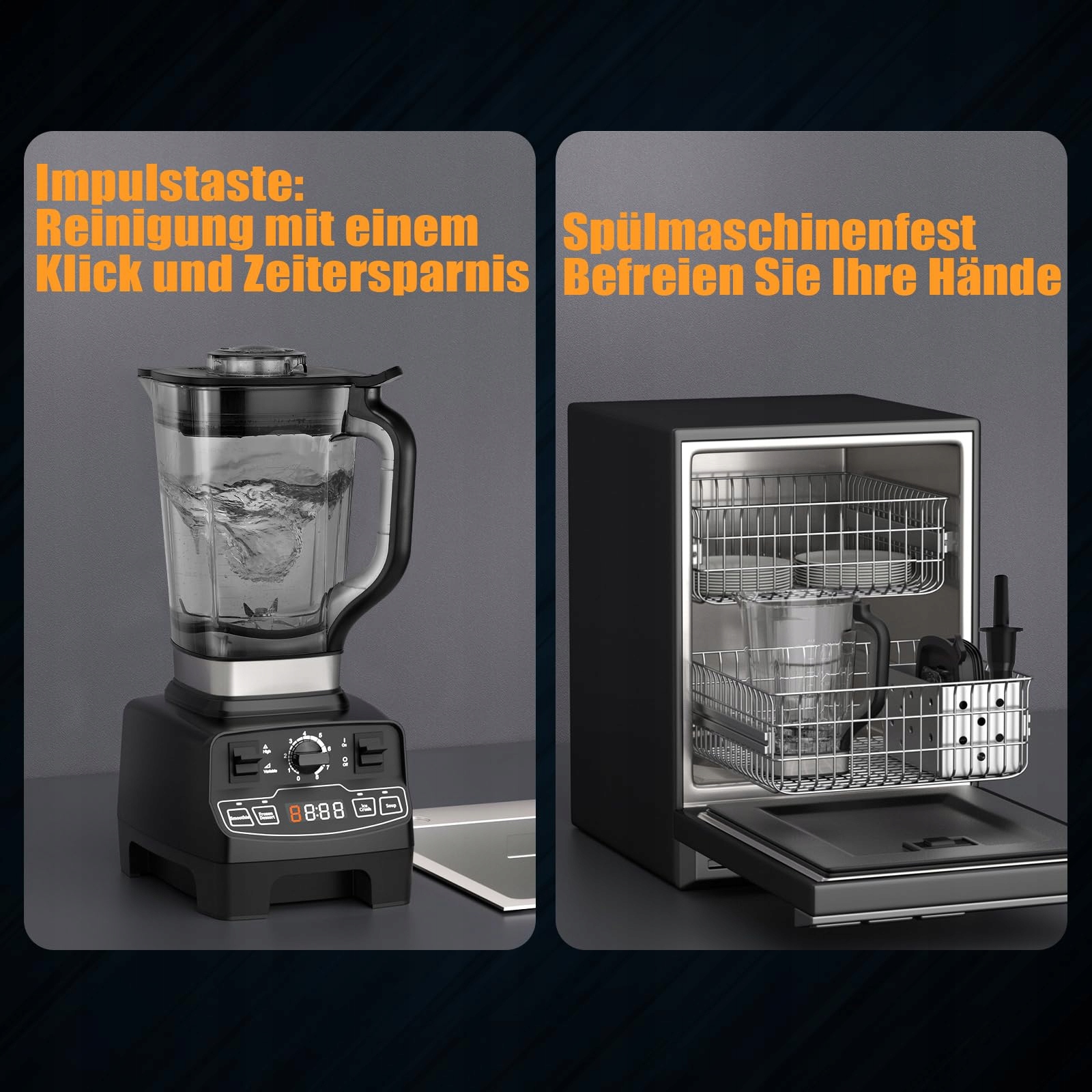 ENFMAY Mikser 7w1 2000W 2L Automatyczne Czyszczenie 8 Prędkości Smoothie — miniatura 6