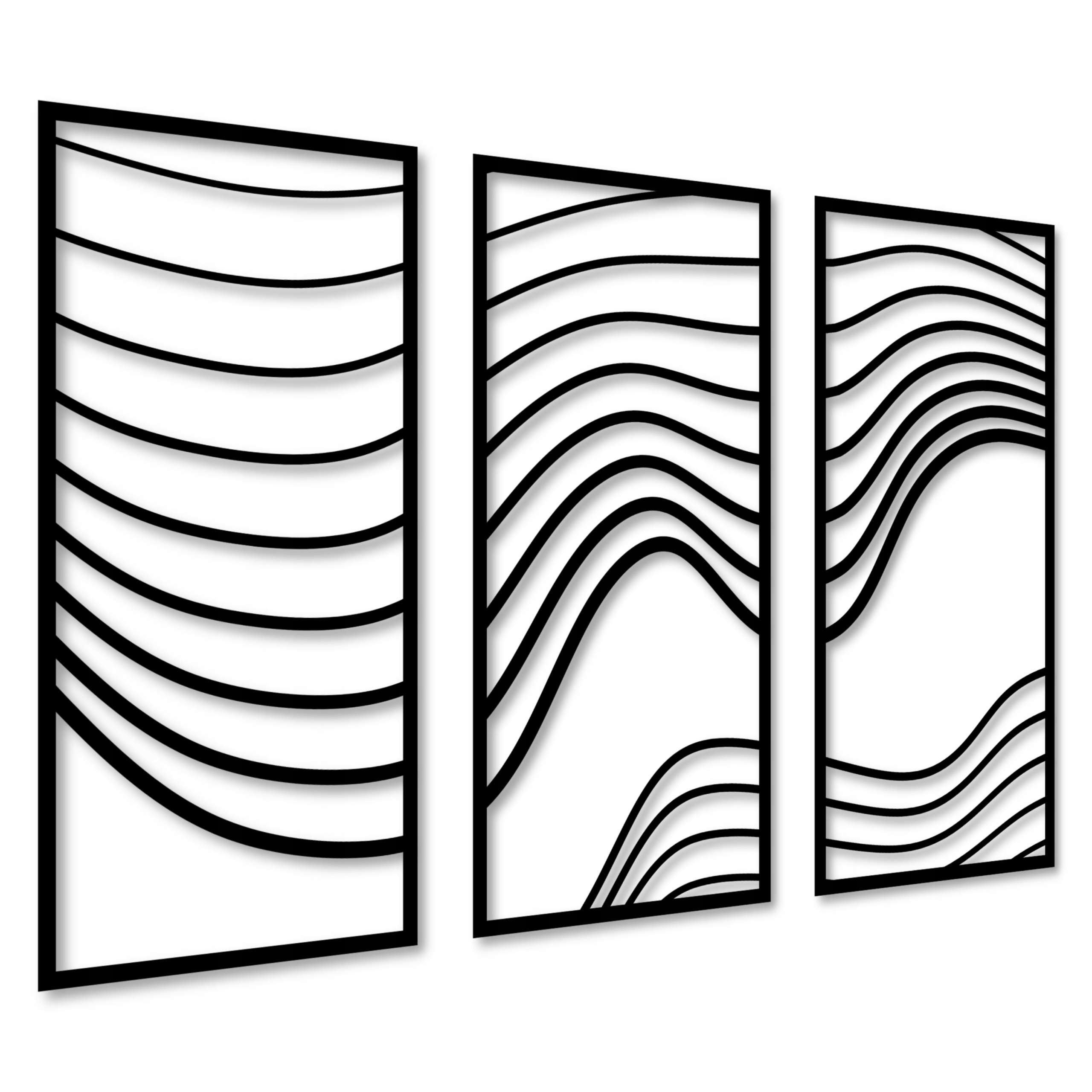 Geometryczna Dekoracja Ścienna Obraz Ażurowy Loft Tryptyk Ozdoba Na Ścianę