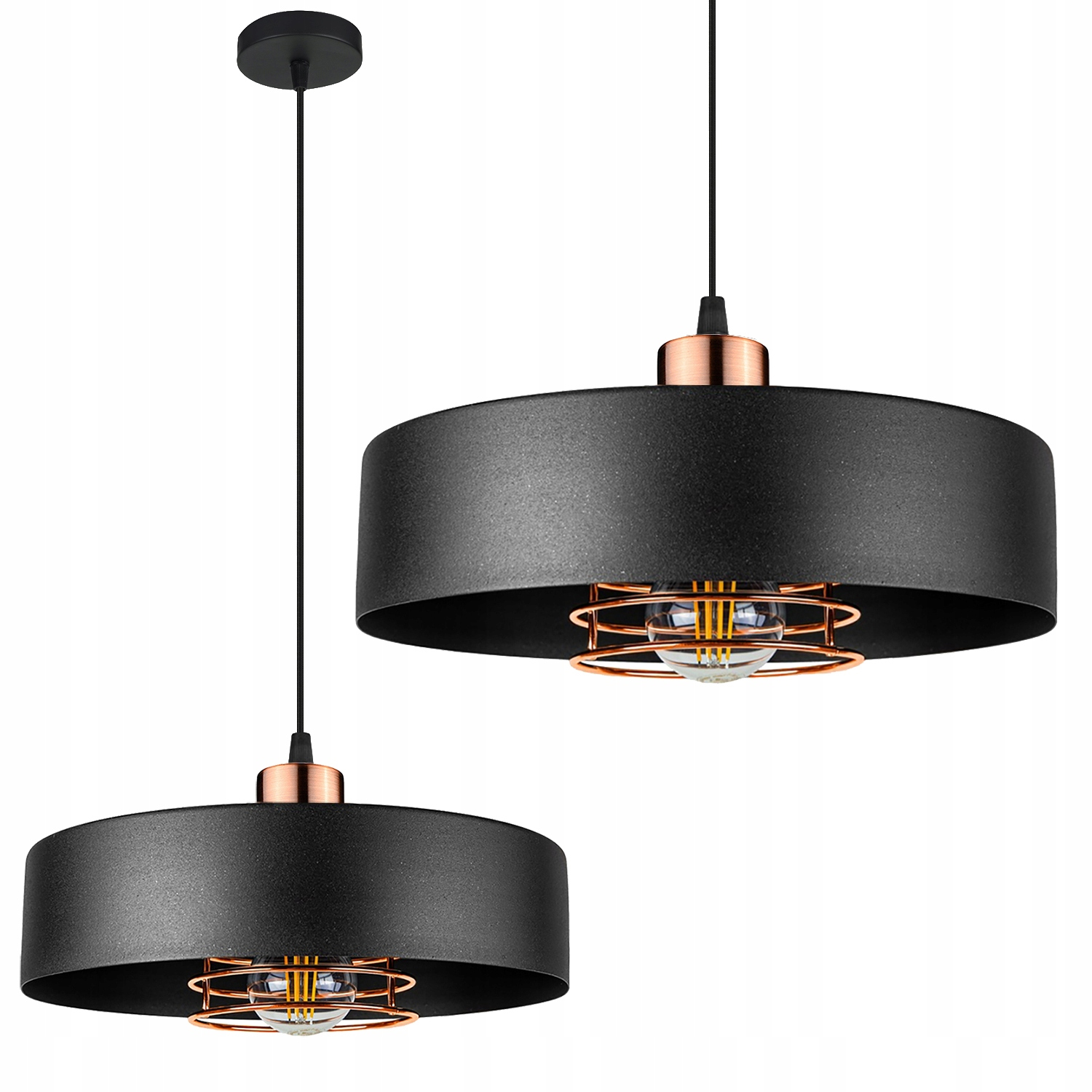 Závěsná Lampa Kovová Černá Moderní Růžové Zlato