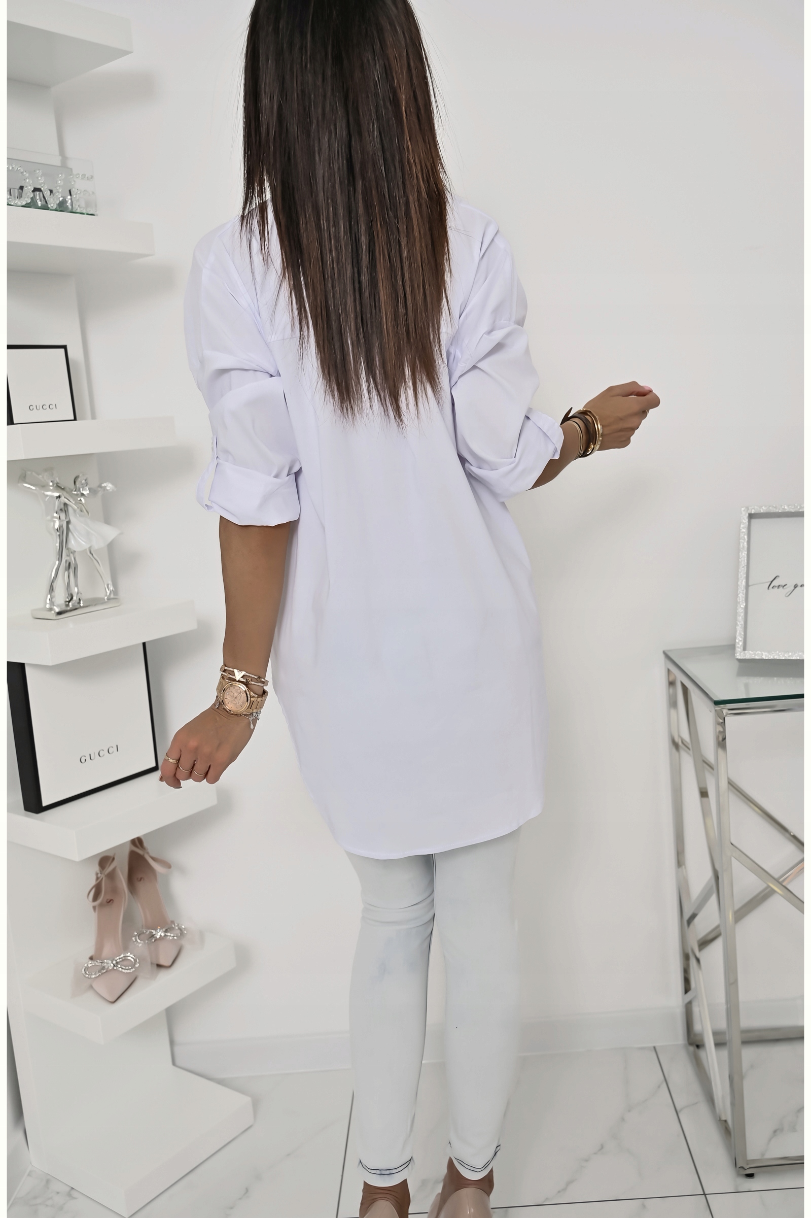 CASUALOWA KOSZULA OVERSIZE EMMELINE! WZ.10 M Dekolt kołnierzyk