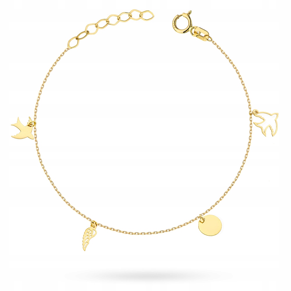 Krásný Zlatý Náramek pr. 585 s přívěsky 14k