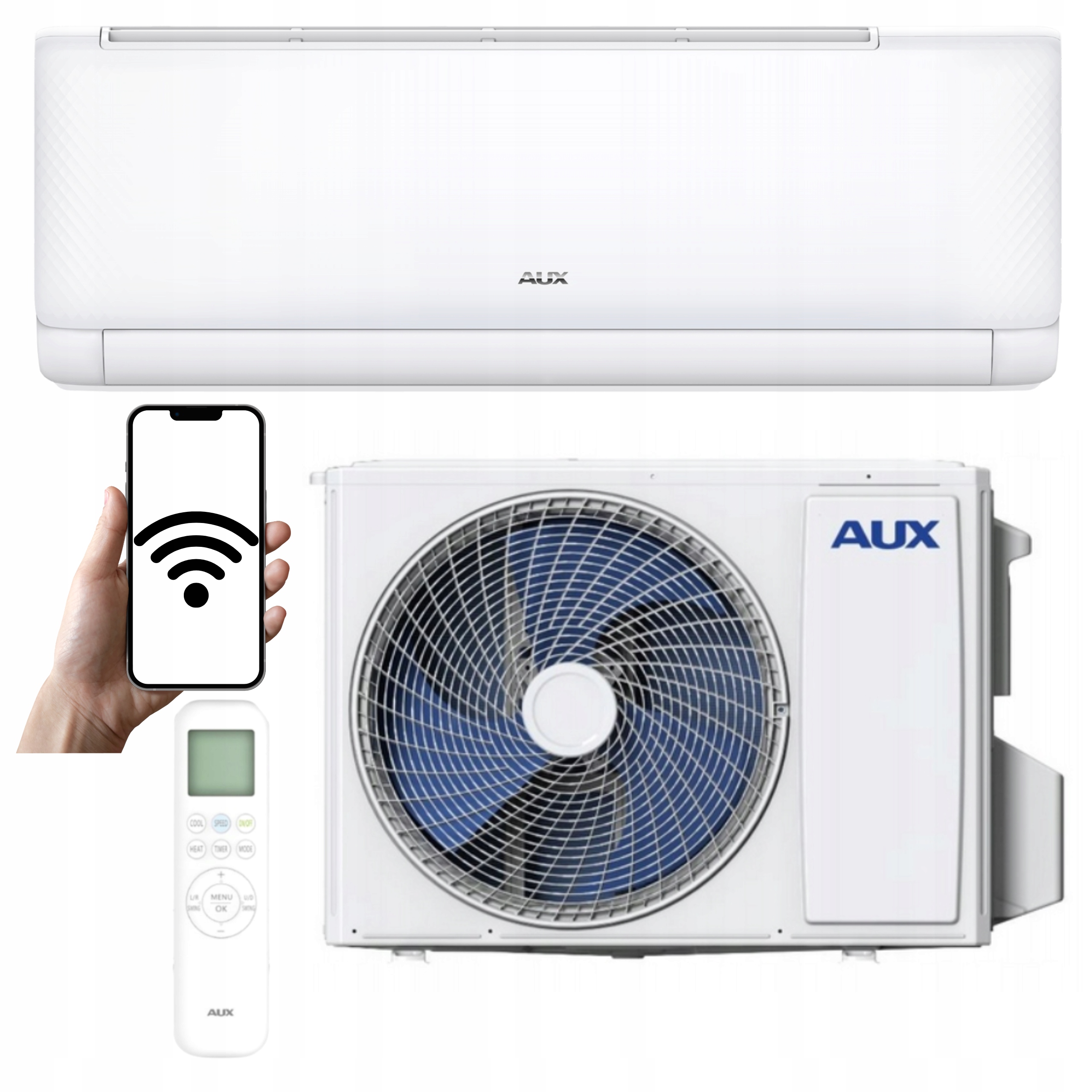 Nástěnný klimatizátor Aux Q-Smart Eco 3,5 kW 40 m2 Wi-Fi Domácí klimatizace