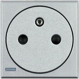 Axolute – Zásuvka 2P Z 16A Plochého Hliníku (autozapínáky) Bticino HC4142AF