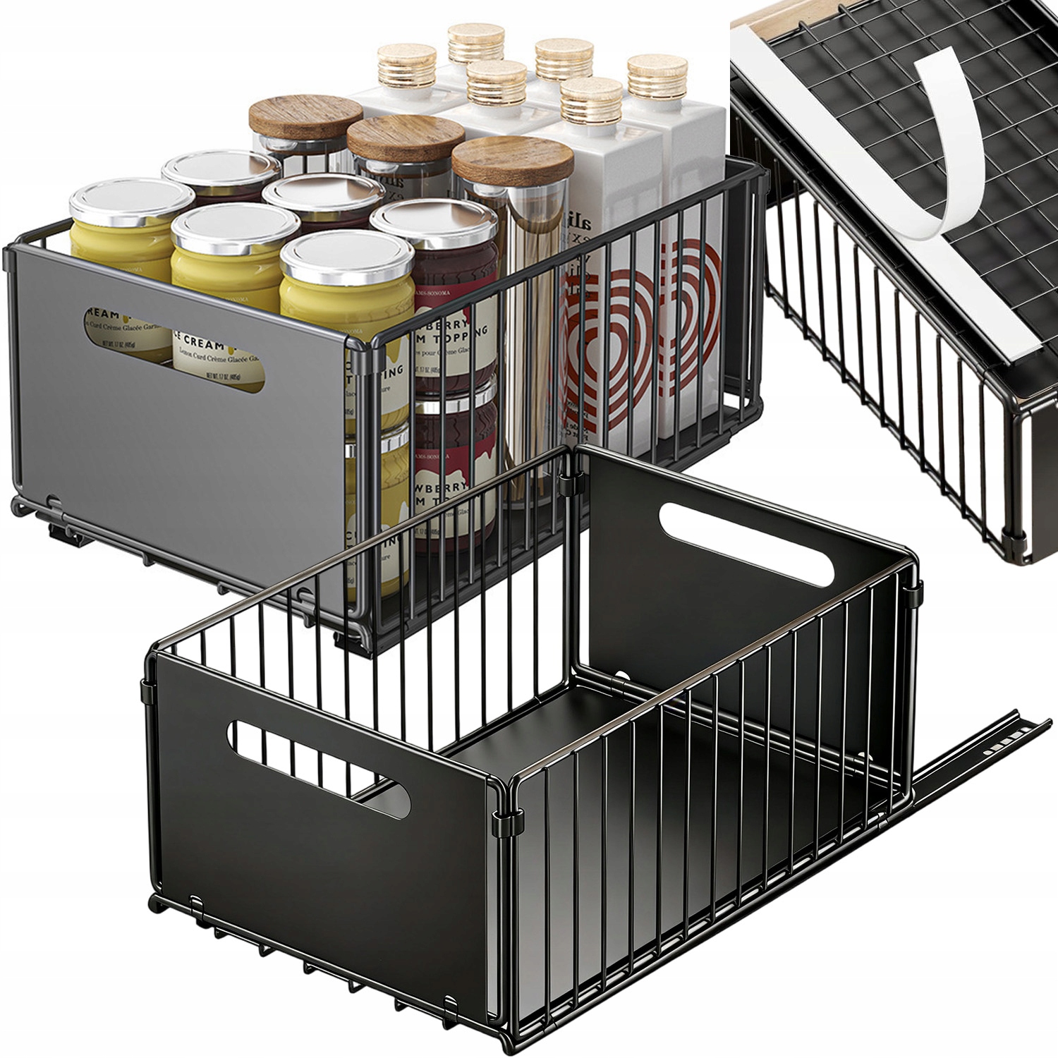 Výsuvný Kuchyňský Organizér Do Skříňky – Na Koření A Pod Dřez Černý 2X