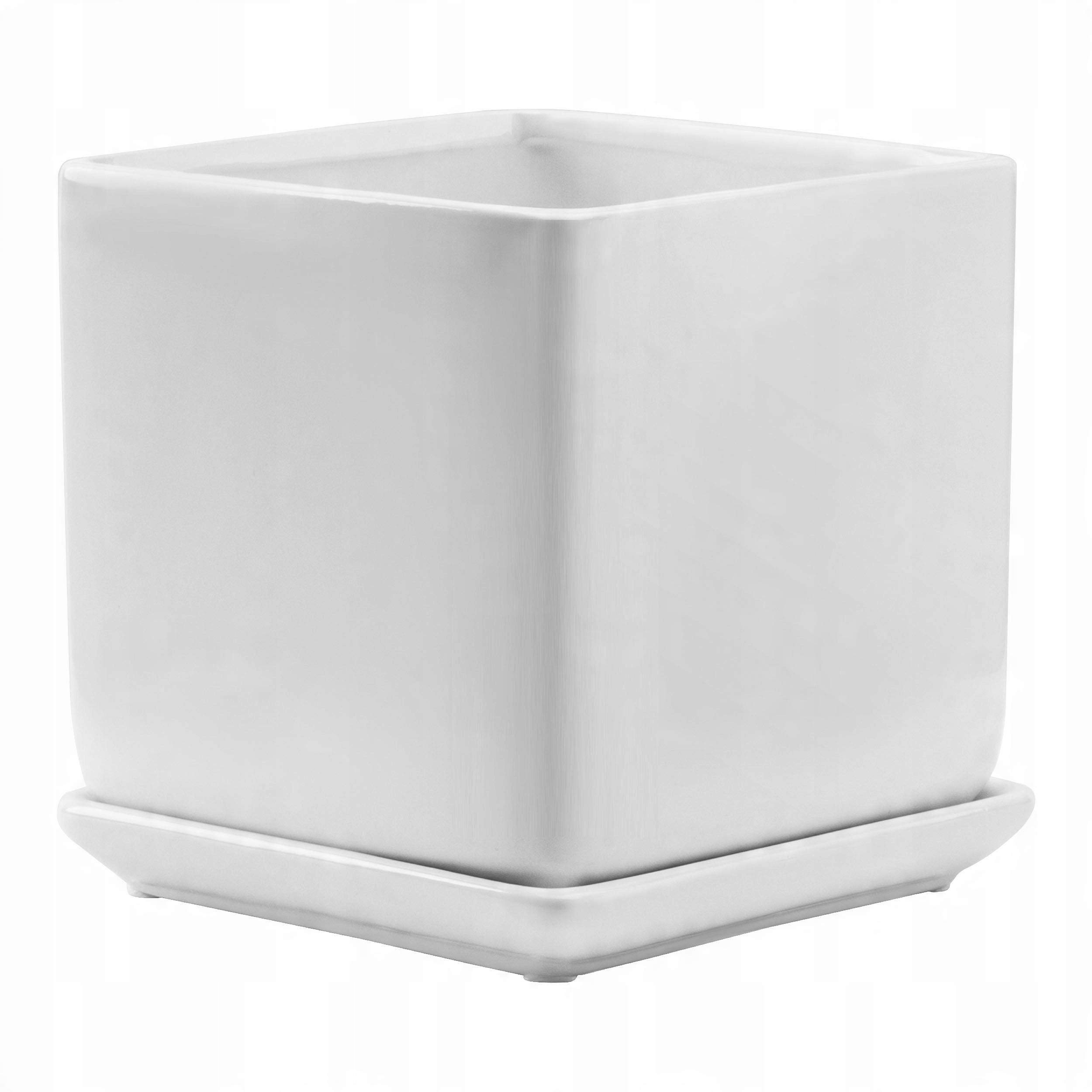 

Doniczka ceramiczna z podstawką 14x14x14cm Biały