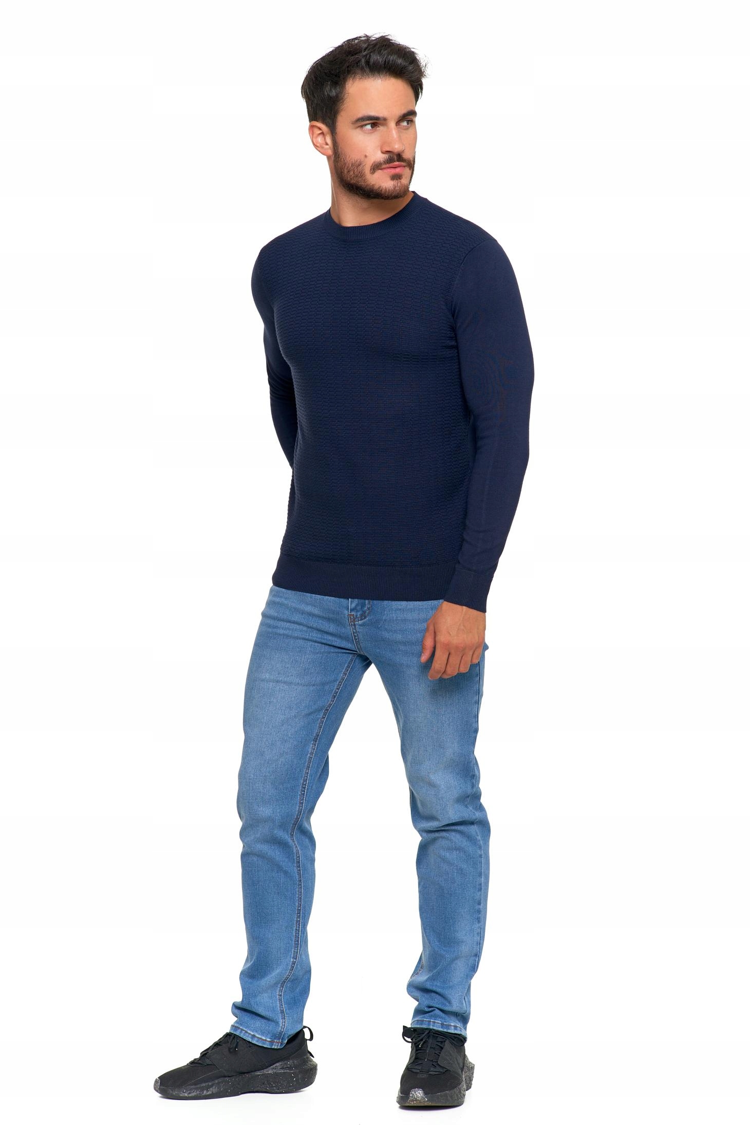 Sweter Męski Elegancki Modny Okrągły Dekolt Klasyczny Wiskoza MORAJ - L Kod producenta OMS3800-002