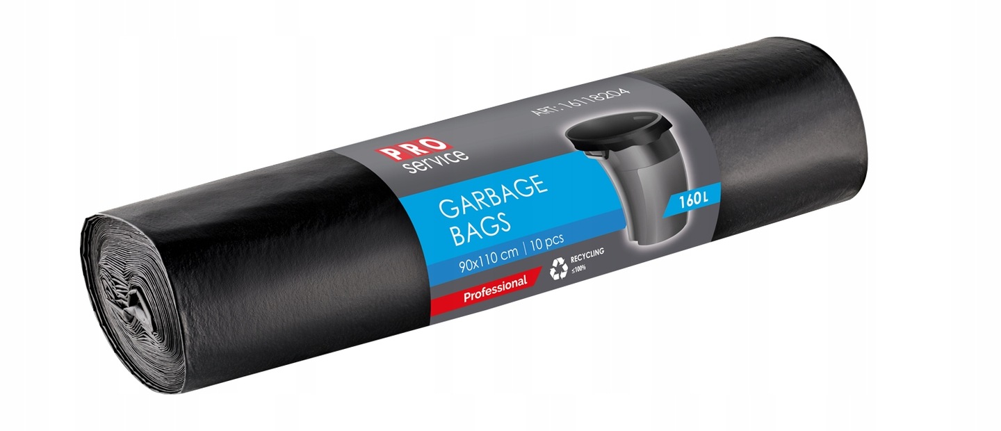 Levně Karton 20 kusů Sáčky na odpadky Pro Service 160L 10 Ks Ldpe Černé