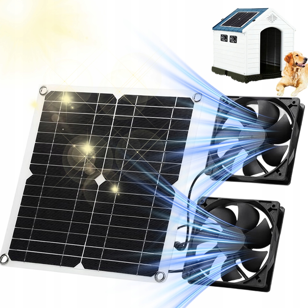 Elektrický ventilátor Solar Dual Fan 12 W 280 mm Vodotěsný pro skleníky