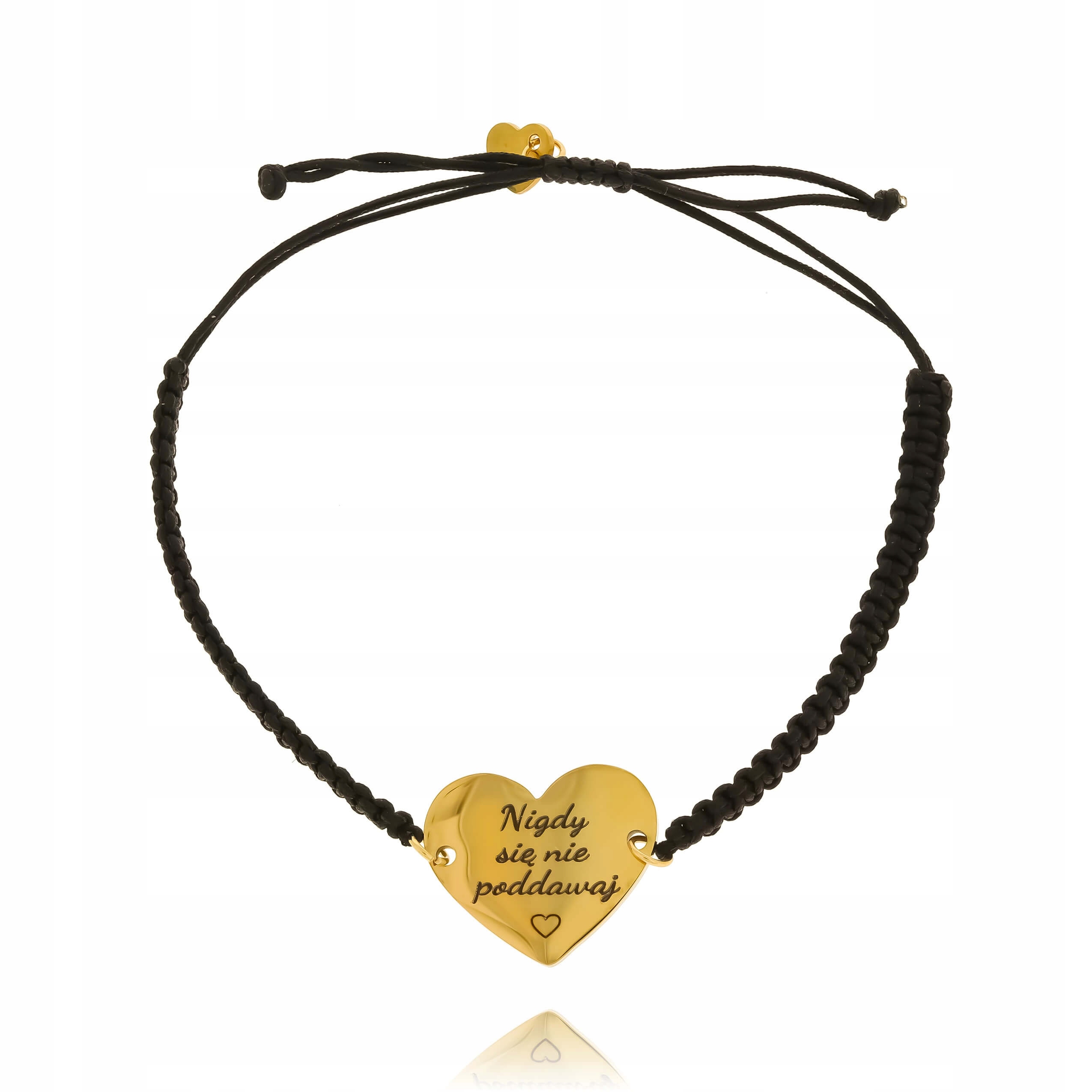 Bransoletka z grawerem nigdy się nie poddawaj na sznurku dla kobiet