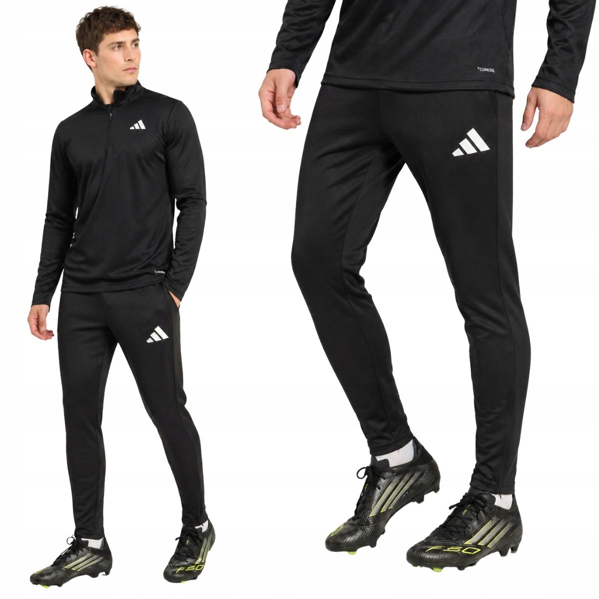 Spodnie Treningowe Adidas Entrada26 Zapinane Kieszenie Czarne Oddychające L