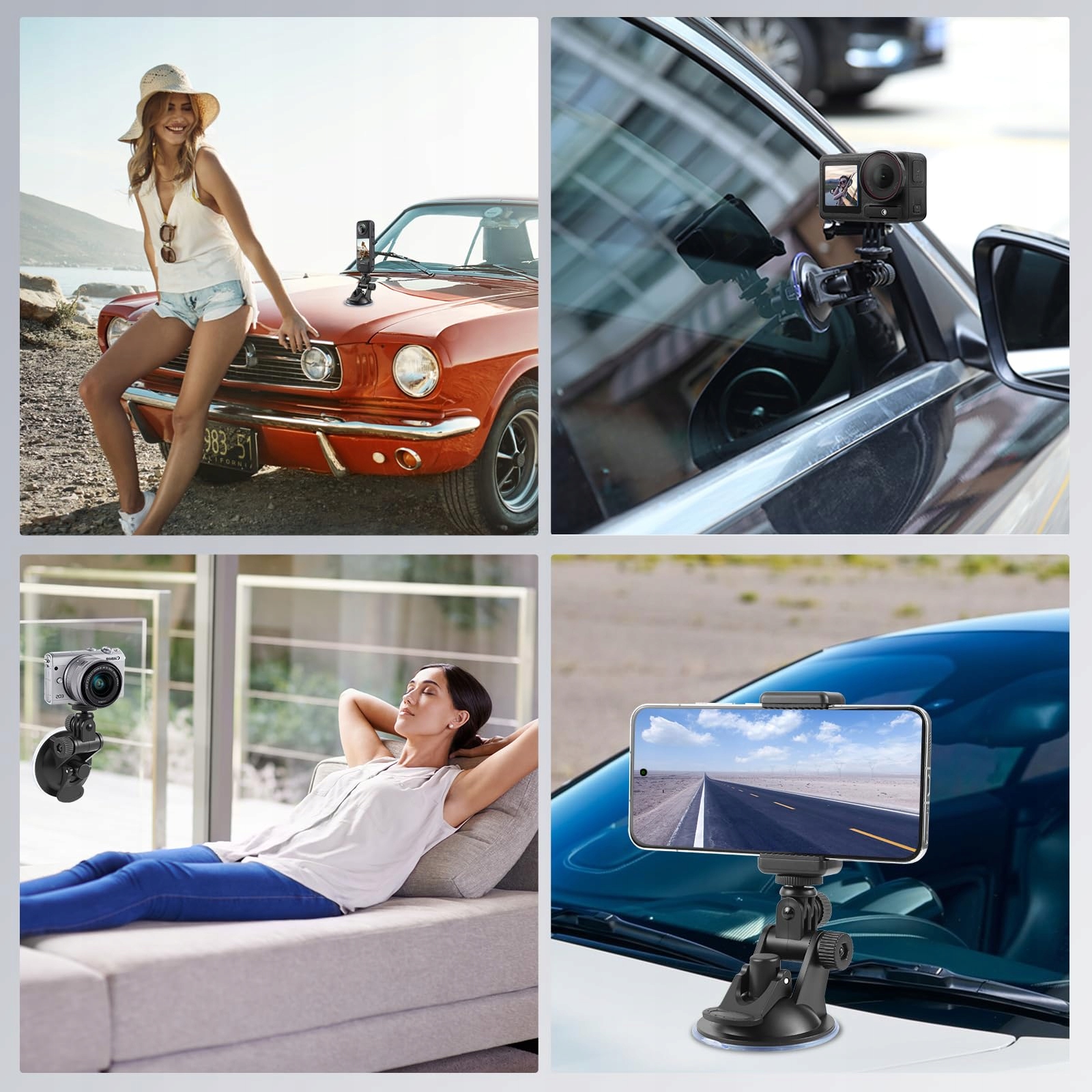 Uchwyt Przyssawkowy Do Kamery Sportowej GoPro DJI Osmo Szyba Auto PULUZ — miniatura 6