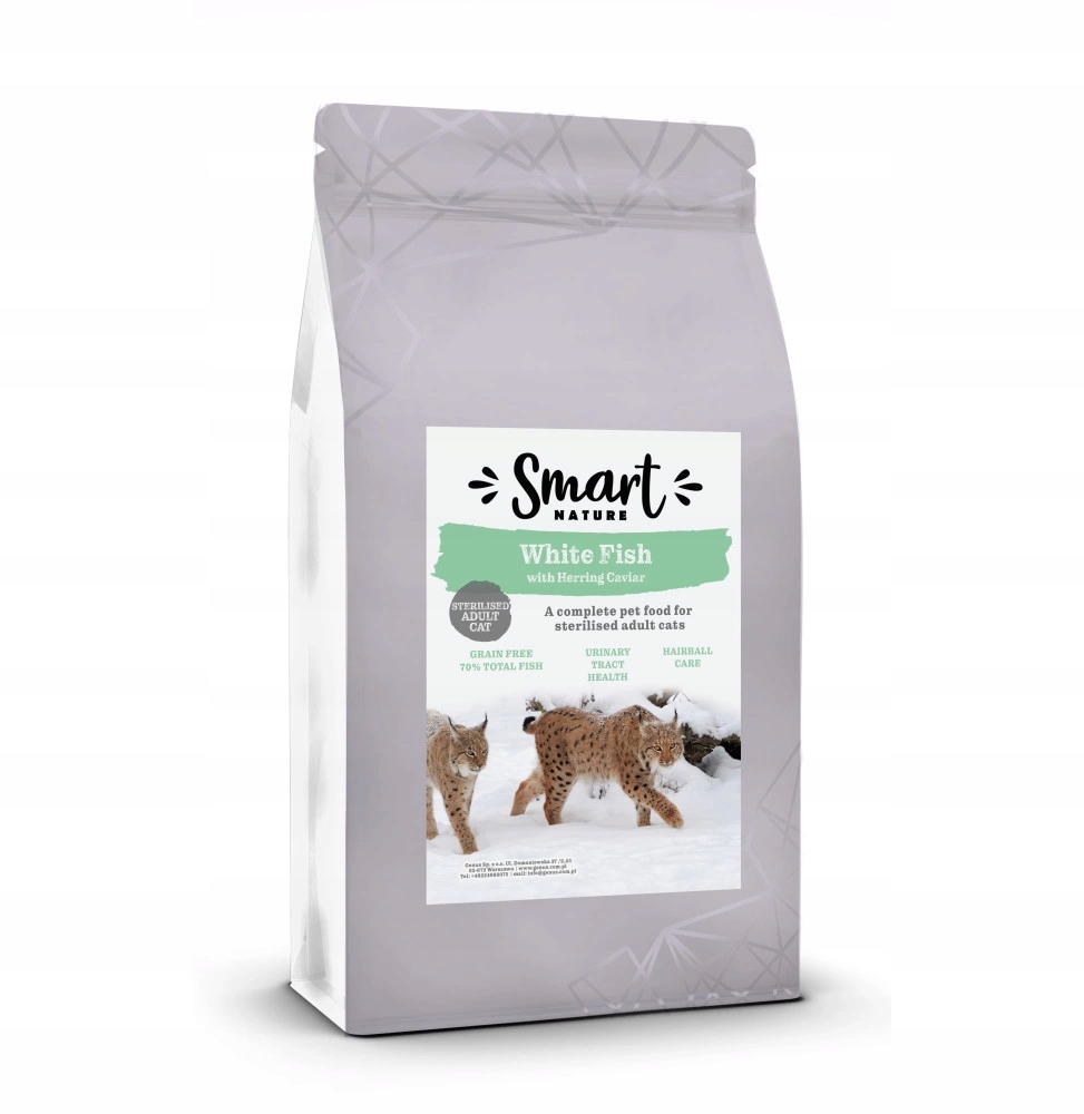 Smart Nature Cat Sterilized Skin 5 kg bez obilovin, 70% ryb a kaviáru