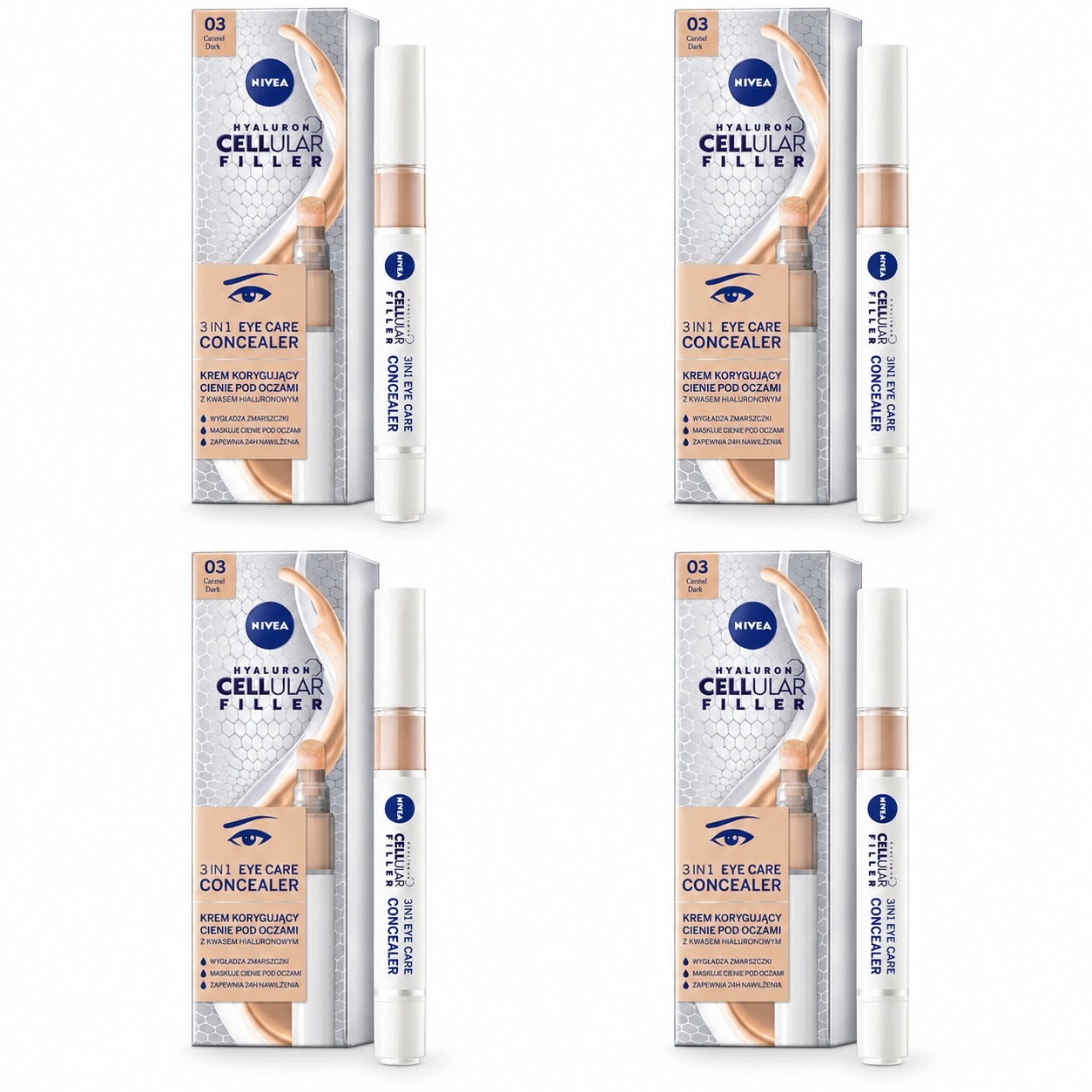 Nivea Cellular 3W1 Korygujący Krem Korektor pod oczy odcień 03 4ml x4