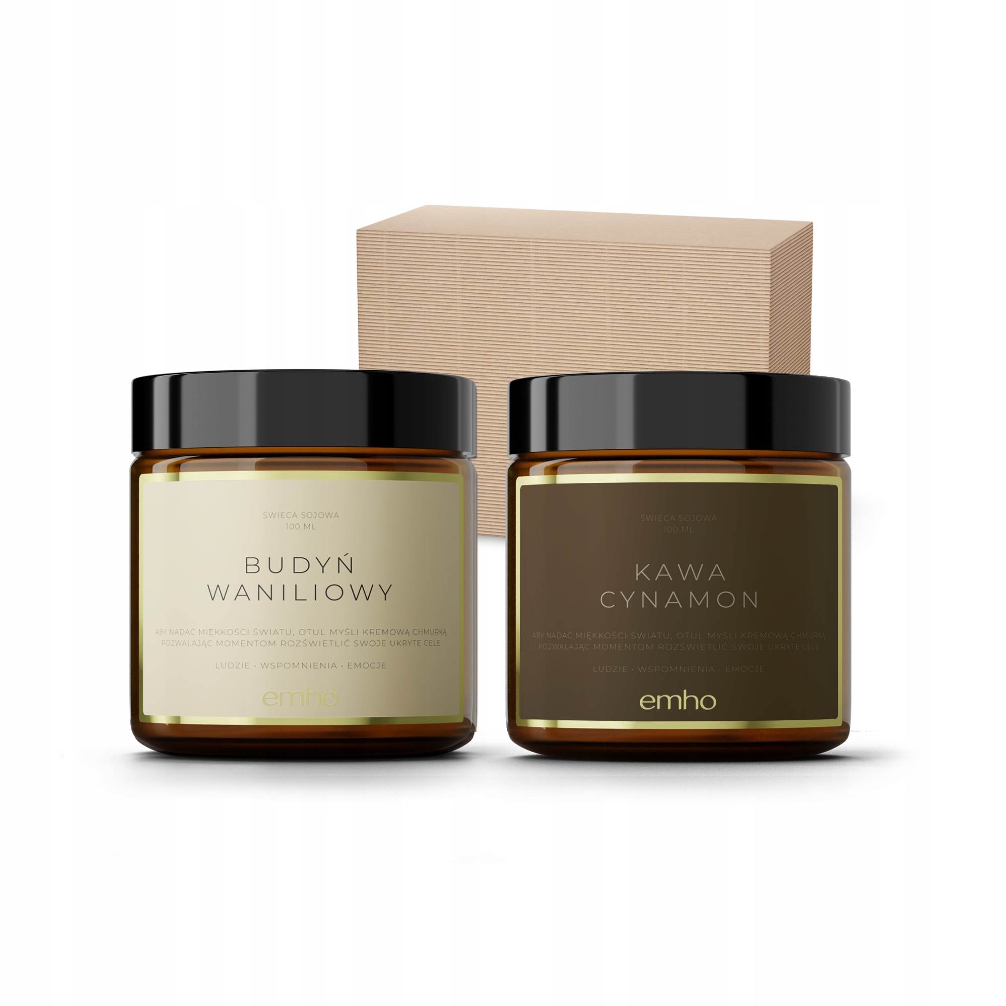 

Zestaw 2 Świece Sojowe Kawa Cynamon +budyń Wanilia