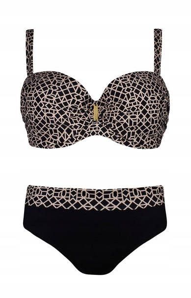 Self Plavky Komplet Bardotka S780 Luxe 18 Černá/béžová 46E/90E 3XL