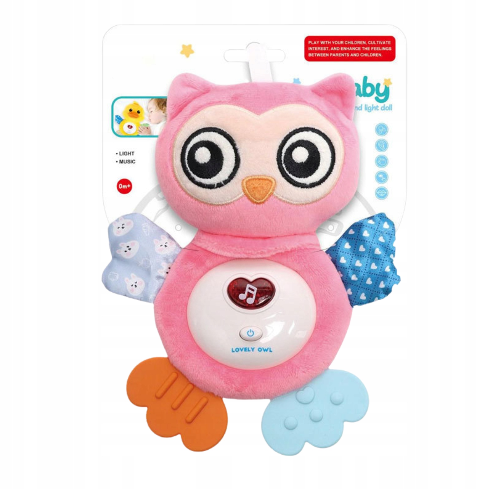 SÓWKA PLUSZOWA USYPIAJĄCA SENSORYCZNA ŚWIATŁO DŹWIĘK PLUSZAK DLA NIEMOWLĄT Marka inna
