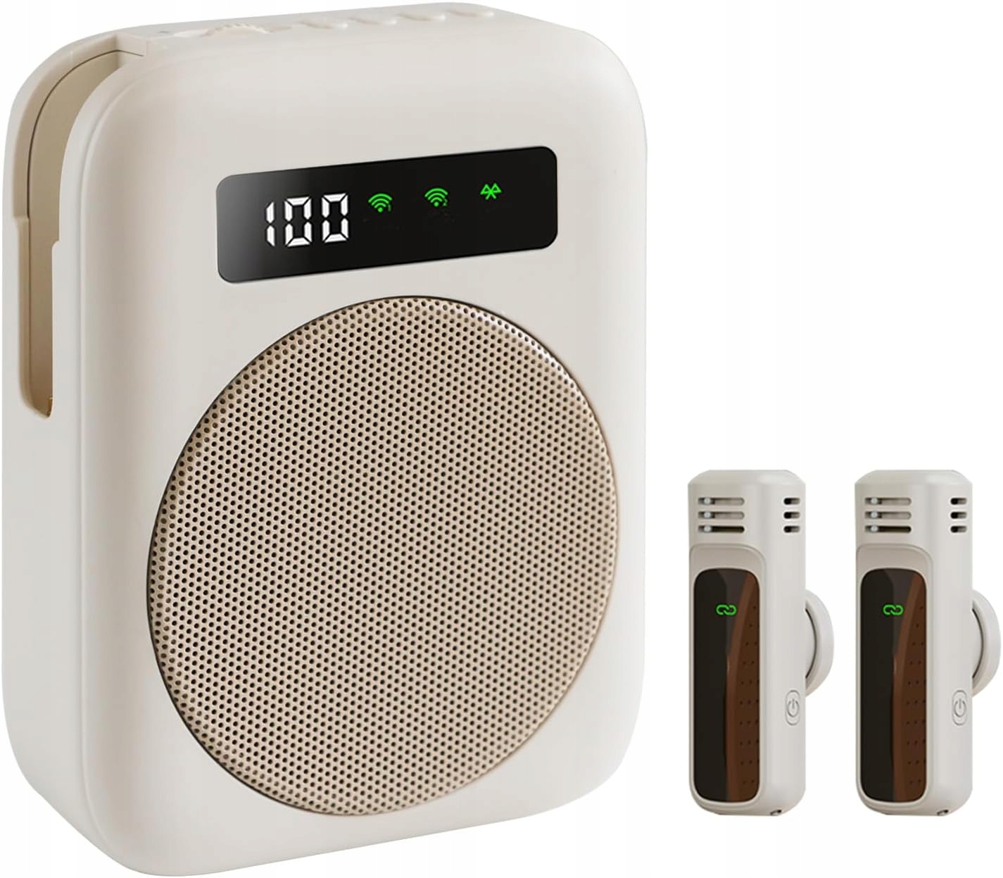 Přenosný bezdrátový hlasový zesilovač, 2 Bluetooth kravatové mikrofony