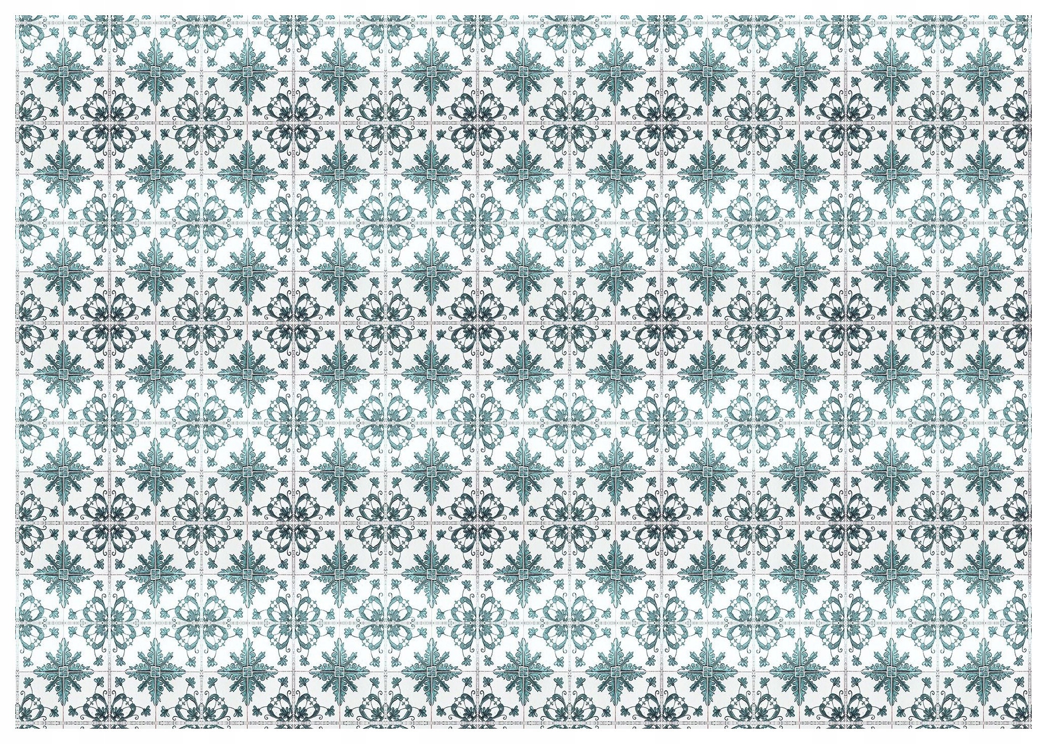 Fototapeta Geometrické květiny tyrkysová bílá elegantní vzor 250x175 lepidlo