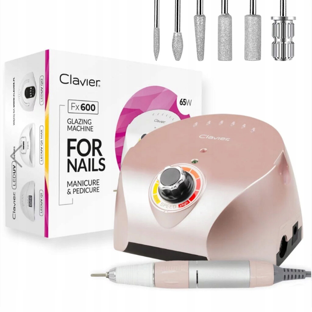Frezarka do paznokci 65 W, Manicure 65 W-fx 600 różowa Clavier