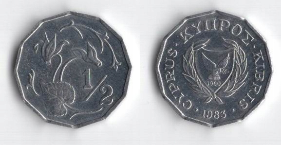 CYPR 1983 1/2 CENT STARSZE GODŁO