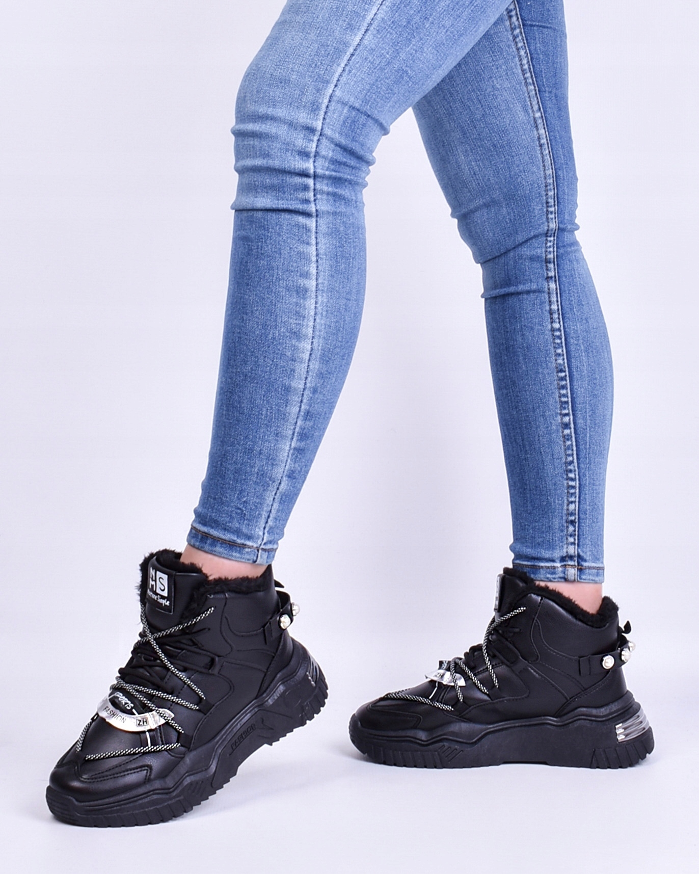 DAMSKIE BUTY ZIMOWE OCIEPLANE ŚNIEGOWCE CZARNE Marka inna